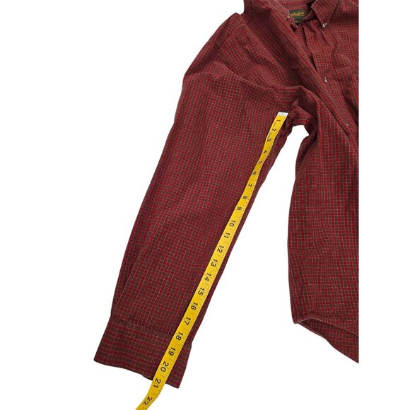 Timberland Mens Red Plaid Long Sleeve Button-Down Shirt XL 100% Cotton - Picture 6 of 6